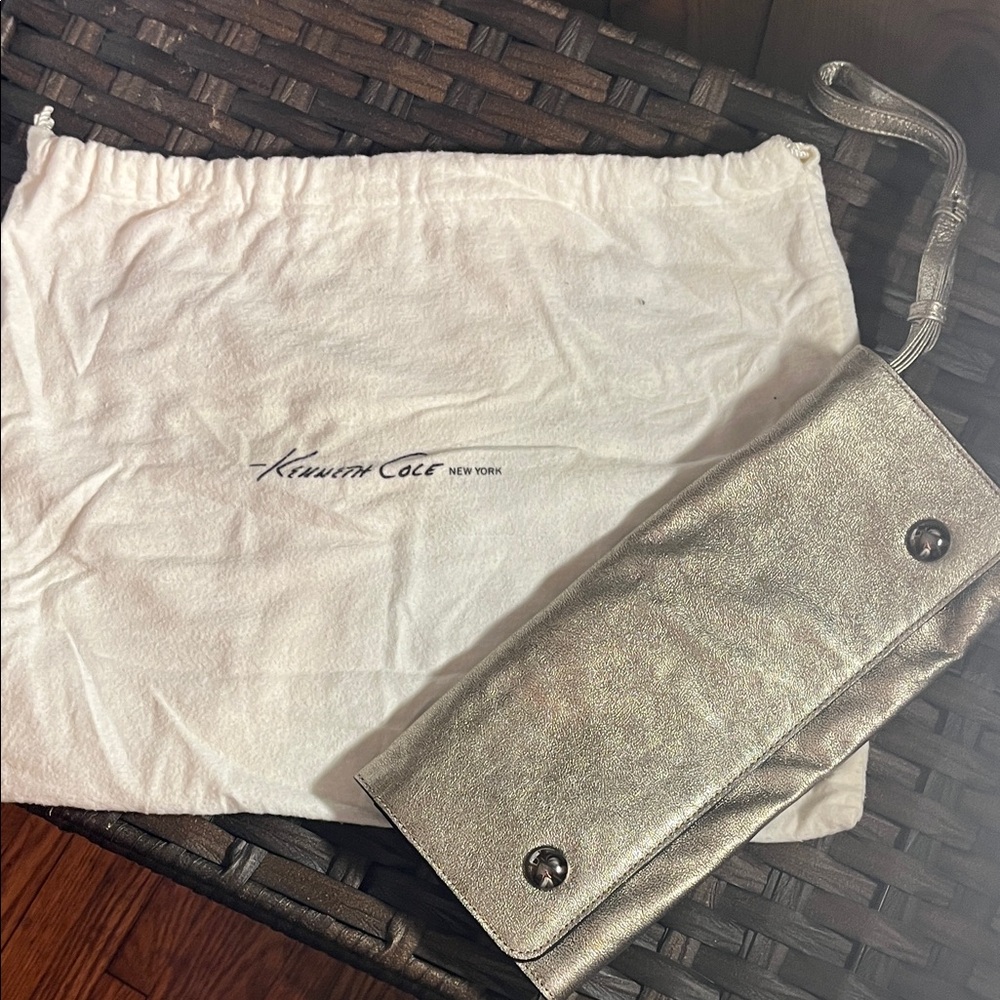 Kenneth Cole Metallic Silver Wristlet